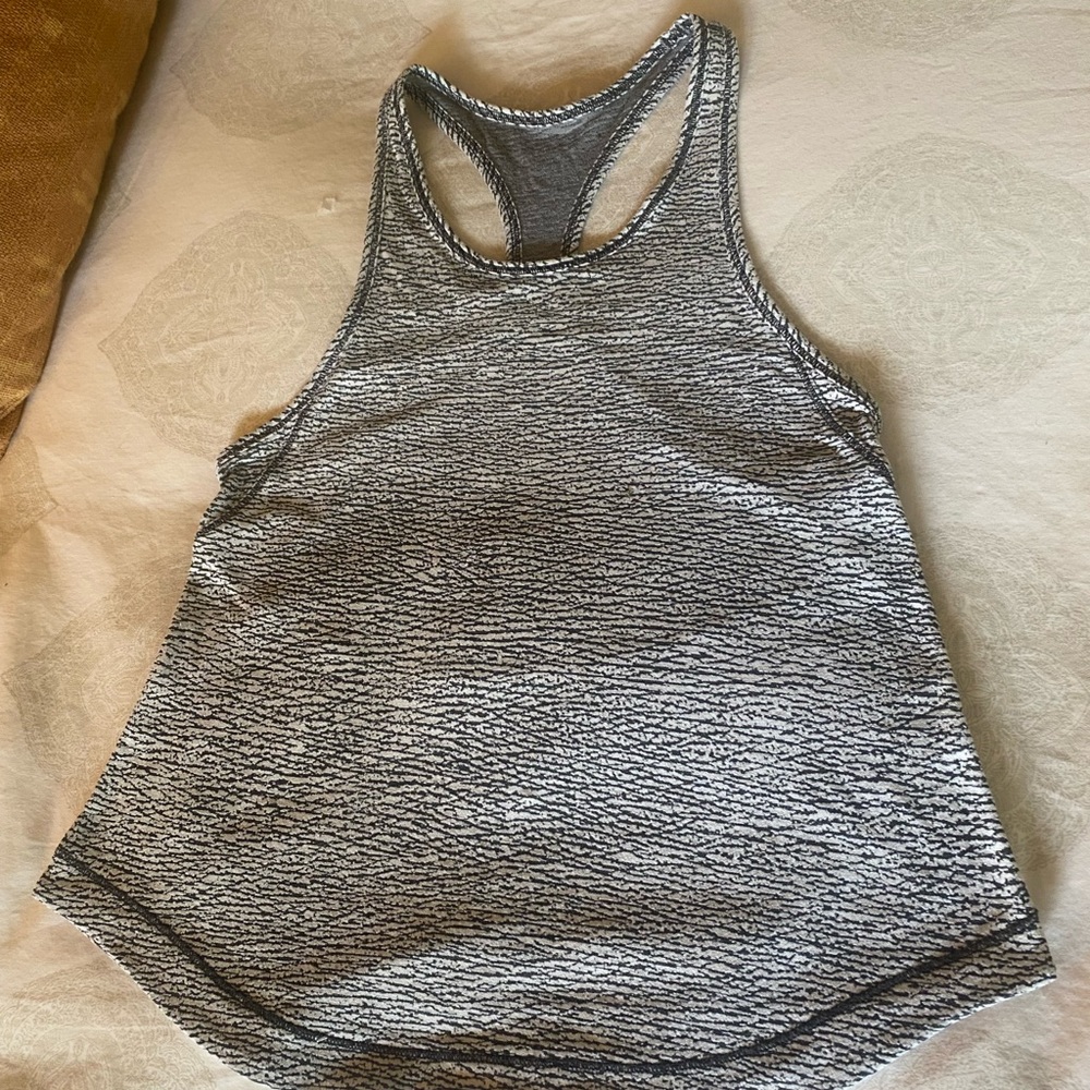 Lulu Gray Patterned Racerback Tank Top